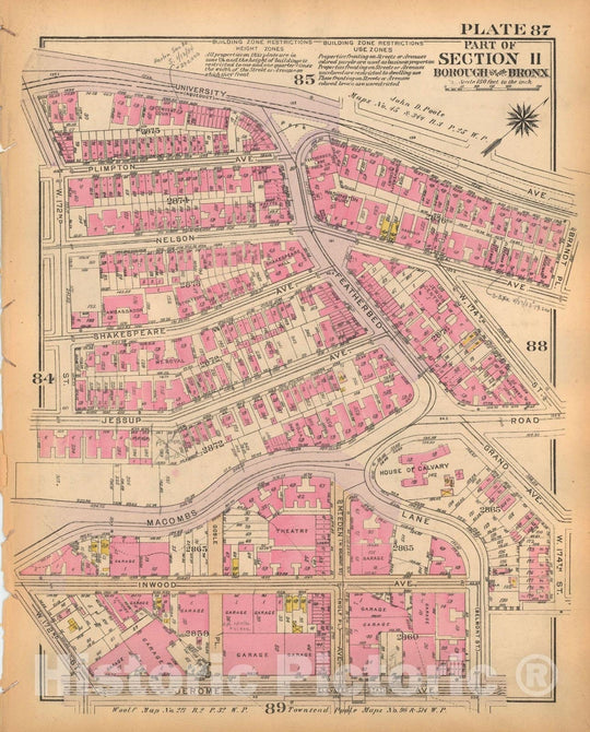 Historic Map : Borough of The Bronx, Sections 9-13, The Bronx 1928 Plate 087 , Vintage Wall Art