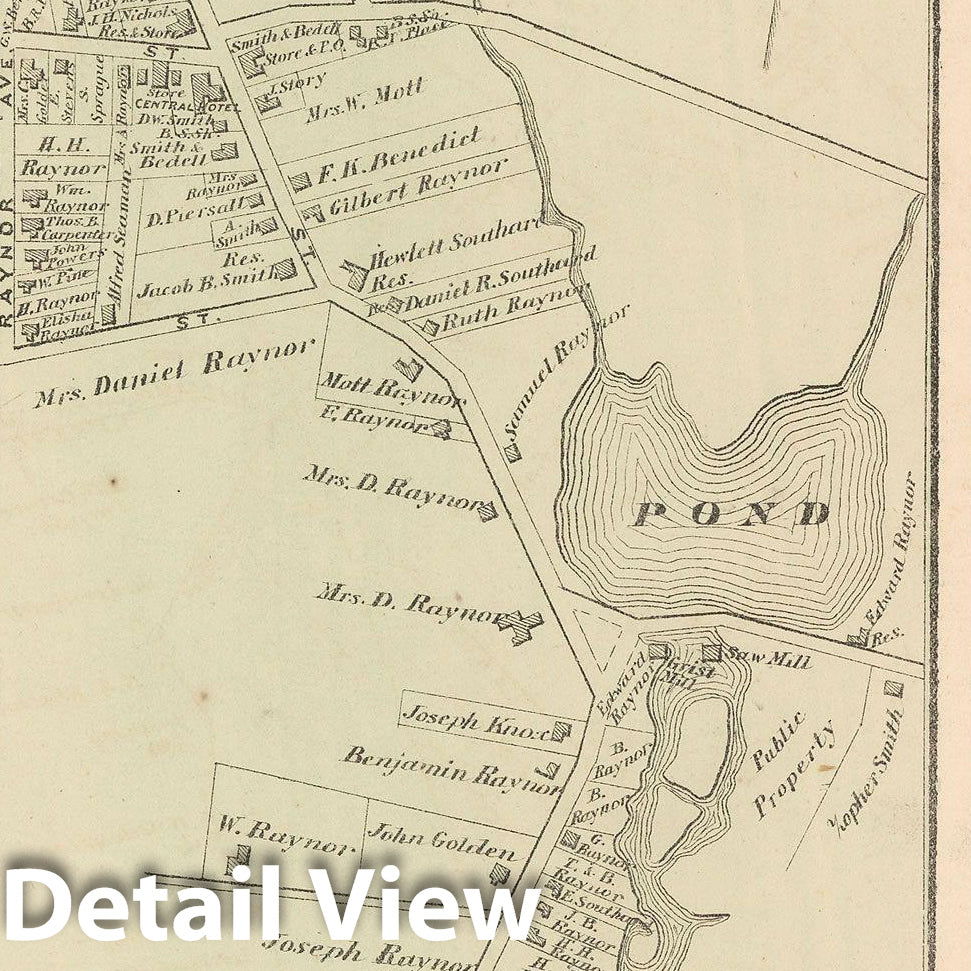 Historic Map : Atlas of Long Island, New York, Hempstead 1873 , v3, Vintage Wall Art