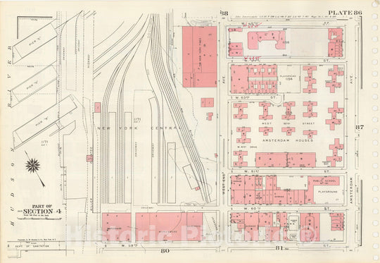 Historic Map : Manhattan Land Book 1955 - Updated Through Nov 7th, New York City 1975 Plate 086 , Vintage Wall Art