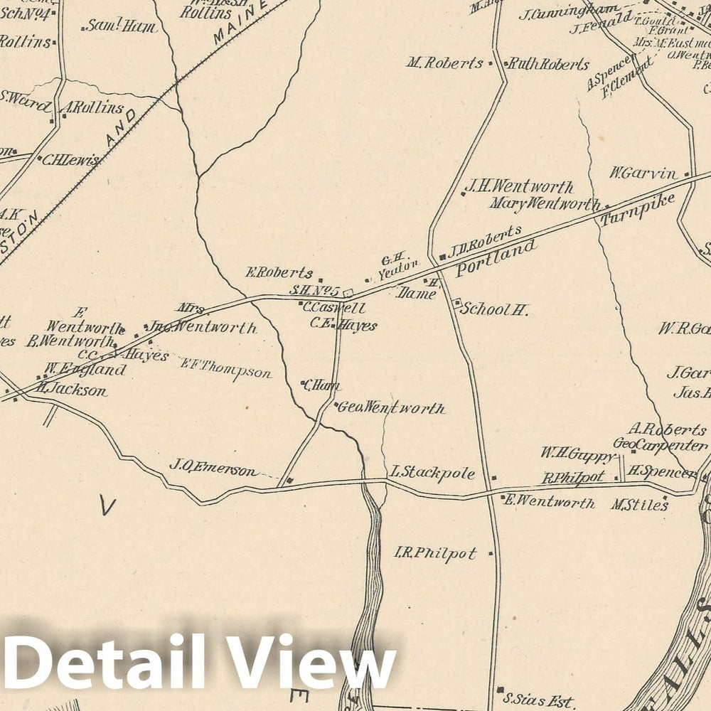 Historic Map : Rollinsford 1892 , Town and City Atlas State of New Hampshire , Vintage Wall Art