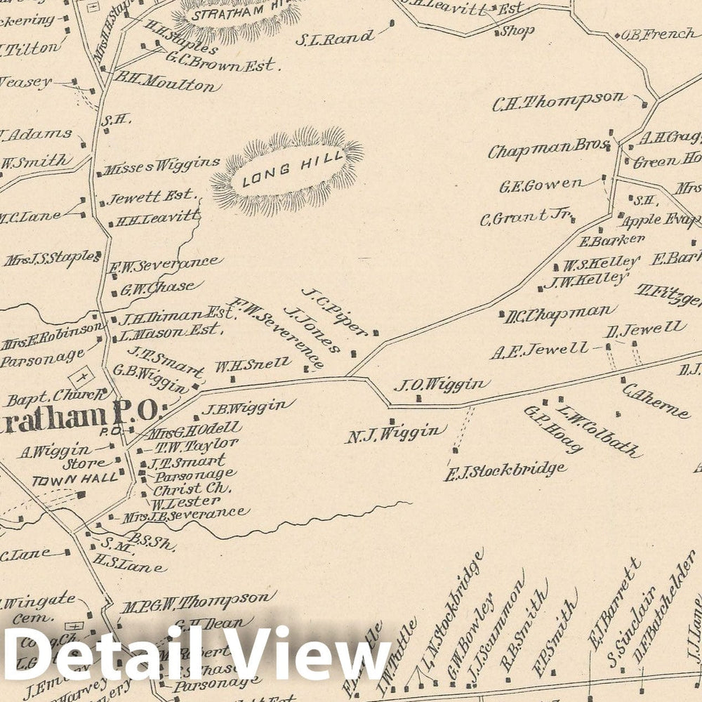 Historic Map : Stratham 1892 , Town and City Atlas State of New Hampshire , Vintage Wall Art