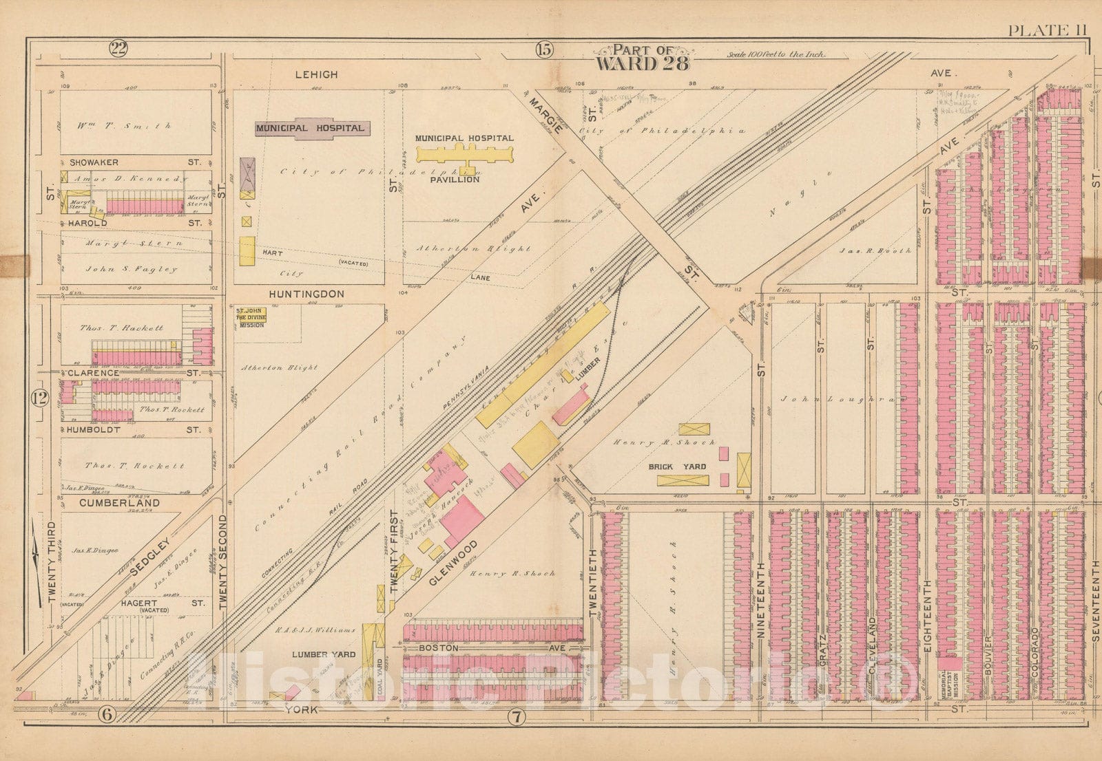 Historic Map : City of Philadelphia, 28th 32nd & 37th Wards, Vol. 6, Second Ed., Philadelphia 1894 Plate 011 , Vintage Wall Art