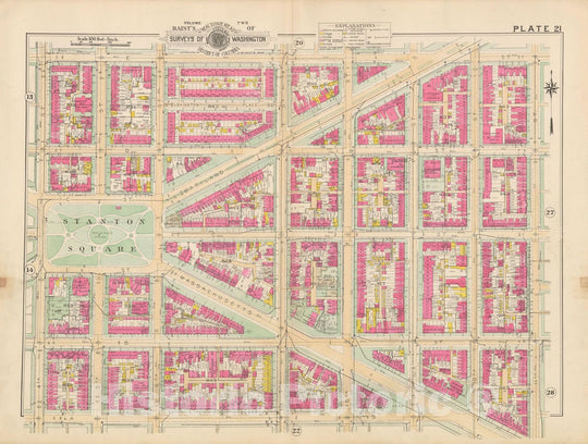 Historic Map : Atlas of Washington D.C. Volume 2 (NE, SE, SW), Washington 1928 Plate 021 , Vintage Wall Art