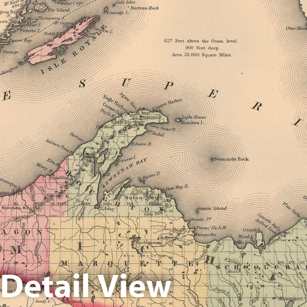 Historic Map : Michigan 1857 , General Atlas (Of The World) , Vintage Wall Art