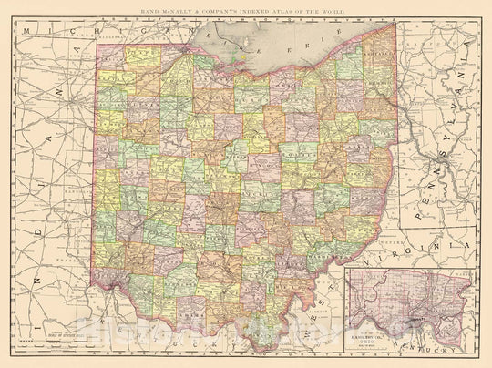 Historic Map : United States Maps, Ohio 1894 , Vintage Wall Art