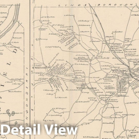 Historic Map : Litchfield & Merrimack & Peterborough & Wilton 1892 , Town and City Atlas State of New Hampshire , Vintage Wall Art