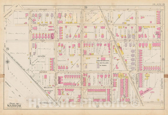 Historic Map : City of Philadelphia, 28th 32nd & 37th Wards, Vol. 6, Second Ed., Philadelphia 1894 Plate 019 , Vintage Wall Art