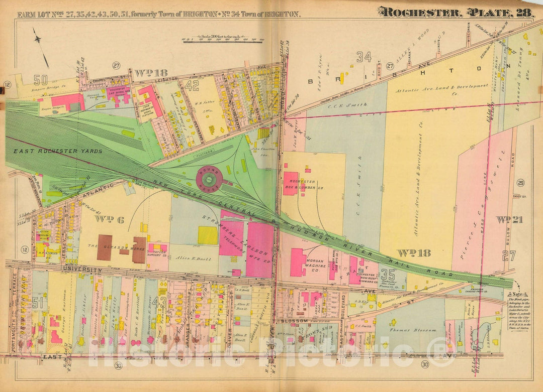 Historic Map : Atlas City of Rochester New York, Rochester 1910 Plate 028 , Vintage Wall Art