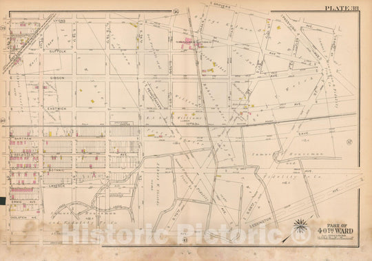 Historic Map : Atlas City of Philadelphia Wards 24,27,34,40,44&46 West Philadelphia, West Philadelphia 1927 Plate 038 , Vintage Wall Art