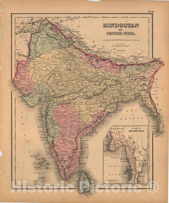 Historic Map : General Atlas (Of The World), India & Hindostan 1857 , Vintage Wall Art