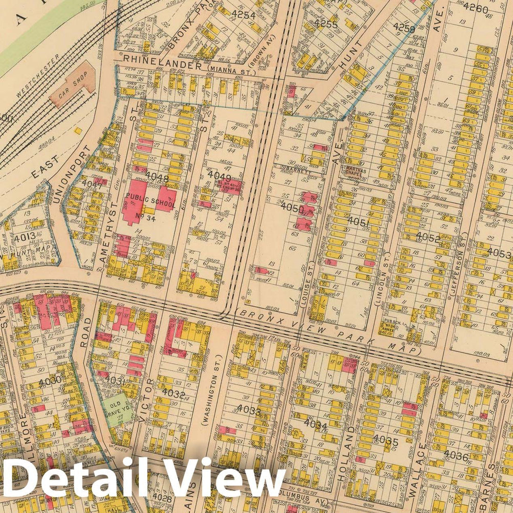 Historic Map : Atlas City of NY, Borough of The Bronx, Annexed District, The Bronx 1913 Plate 024 , Vintage Wall Art