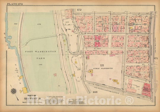 Historic Map : Land Book of the Borough of Manhattan, City of NY, Manhattan 1925 Plate 170 , Vintage Wall Art