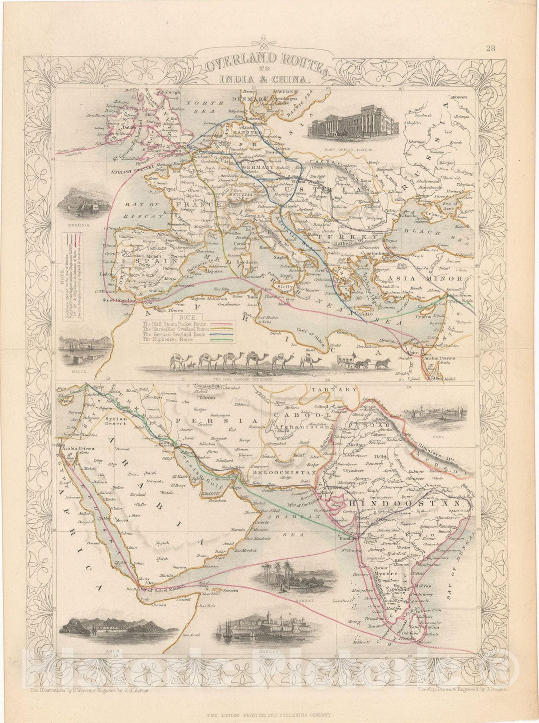 Historic Map : Europe, Europe & Africa & Asia 1851 , Vintage Wall Art