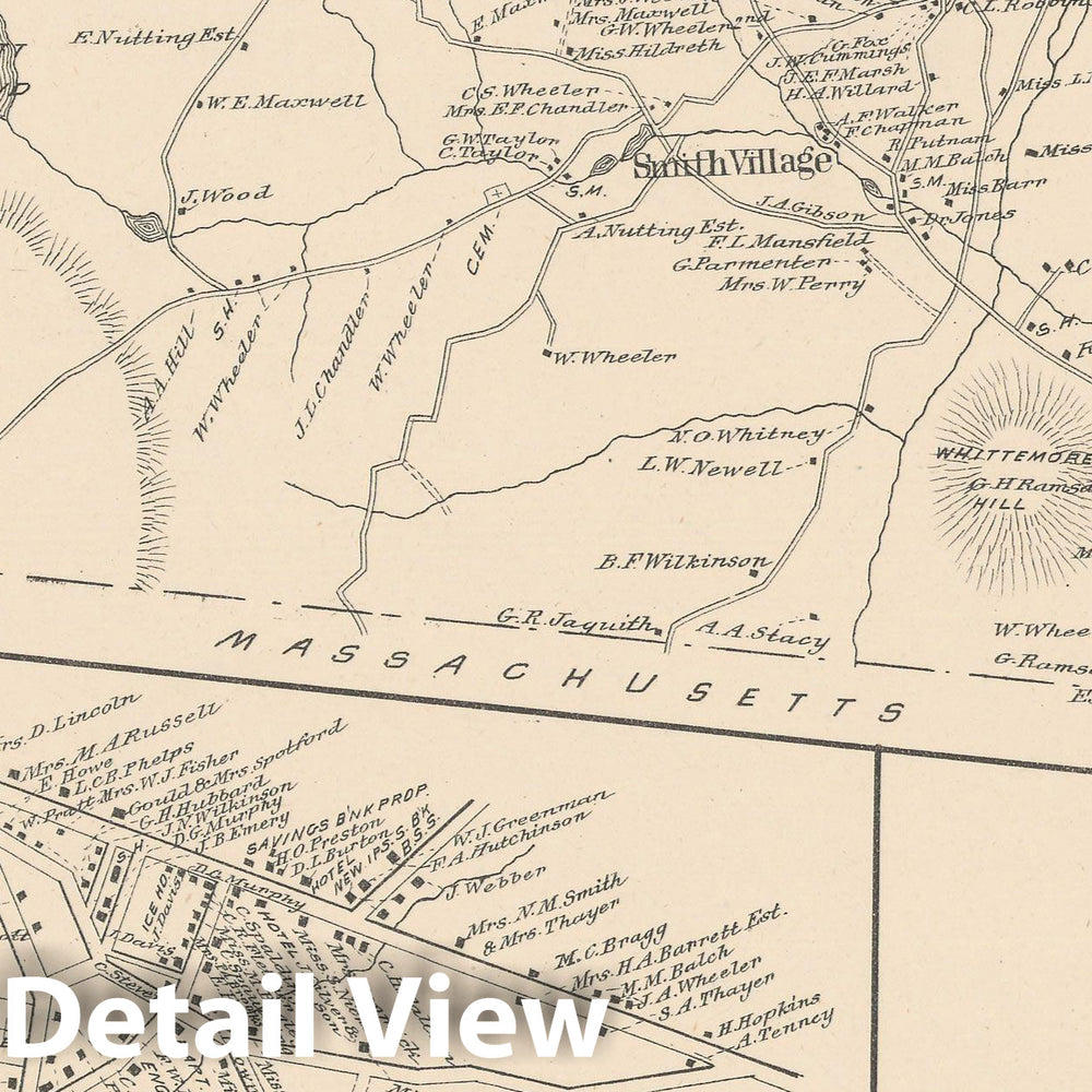 Historic Map : New Ipswich 1892 , Town and City Atlas State of New Hampshire , Vintage Wall Art