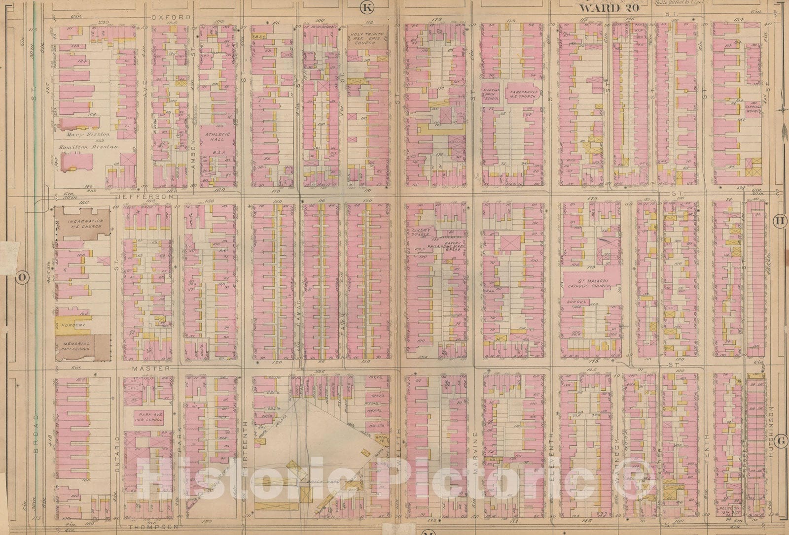 Historic Map : Atlas City of Philadelphia, Vol. 3, Philadelphia 1886 Plate L , Vintage Wall Art