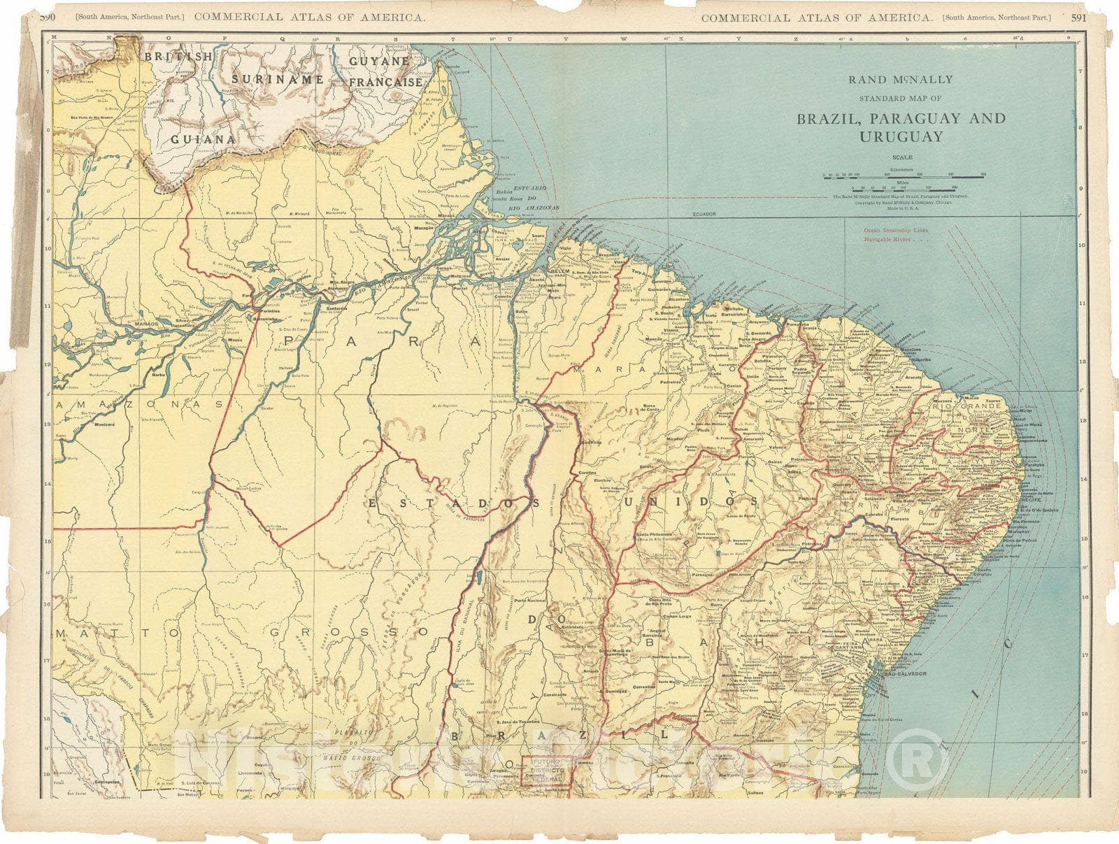 Historic Map : Commercial Atlas of America, 56th Edition, South America 1925 , Vintage Wall Art