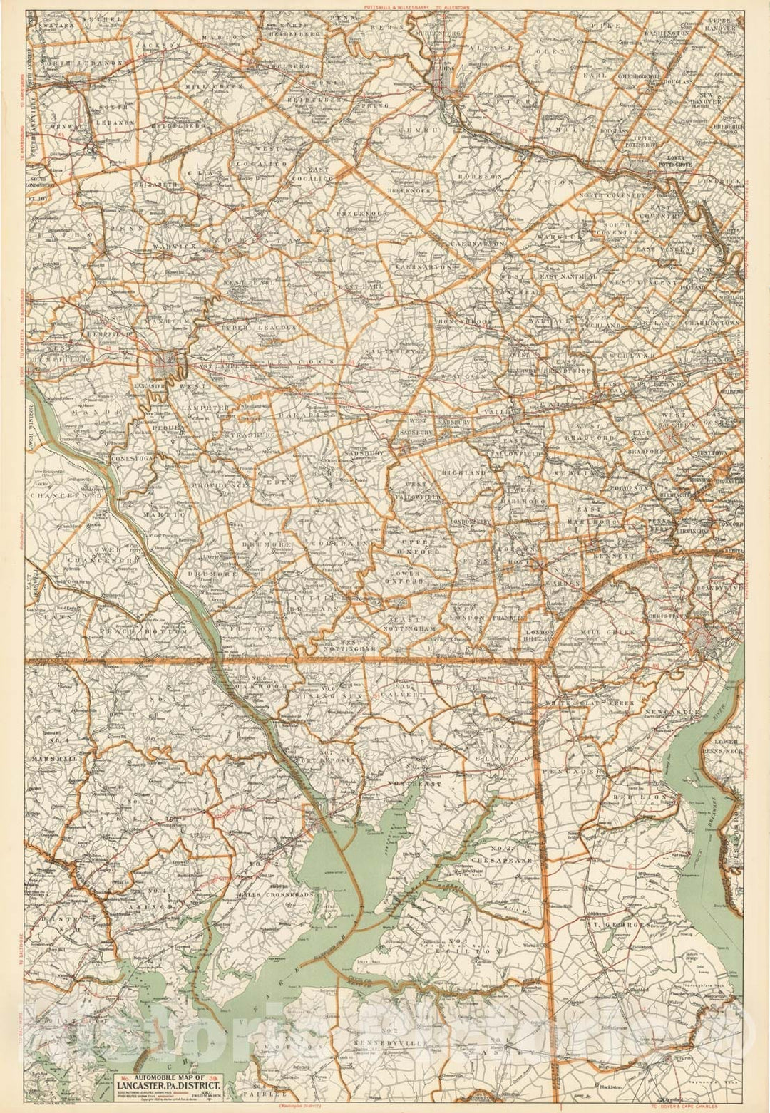 Historic Map : Lancaster PA District 1900 , Northeast U.S. State & City Maps , Vintage Wall Art