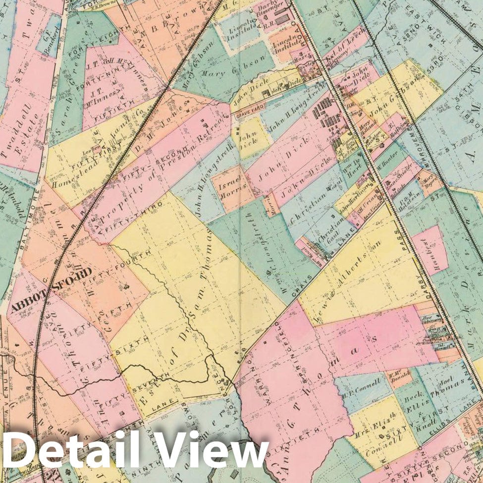 Historic Map : Atlas of West Philadelphia including the 24th & 27th Wards of the City of Philadelphia, West Philadelphia 1872 Plate M , Vintage Wall Art