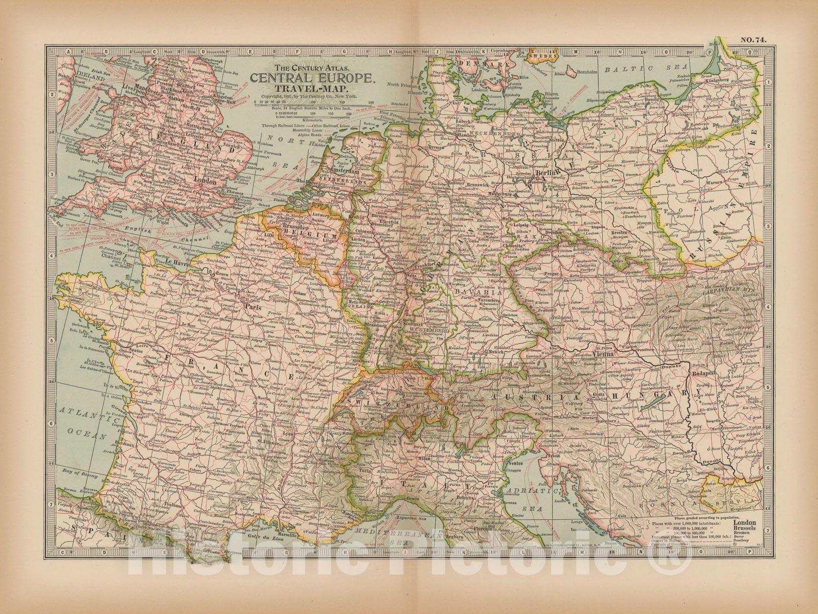 Historic Map : Europe 1897 , The Century Atlas World , Vintage Wall Art