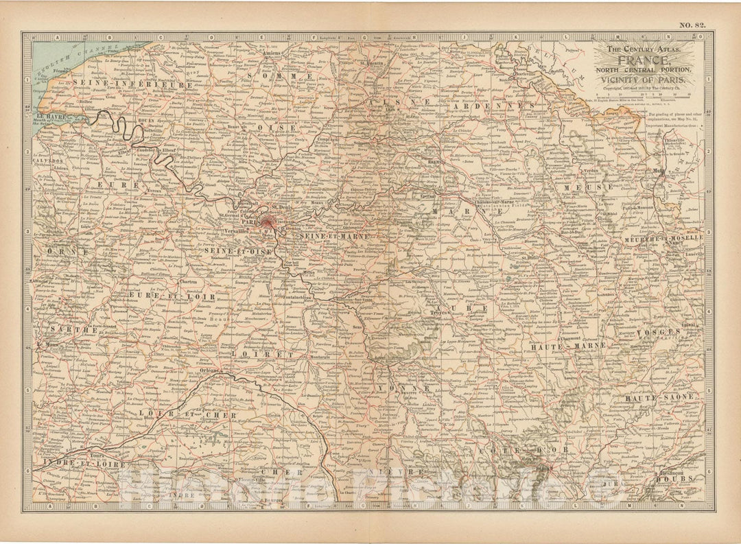 Historic Map : France 1914 , Century Atlas of the World, Vintage Wall Art