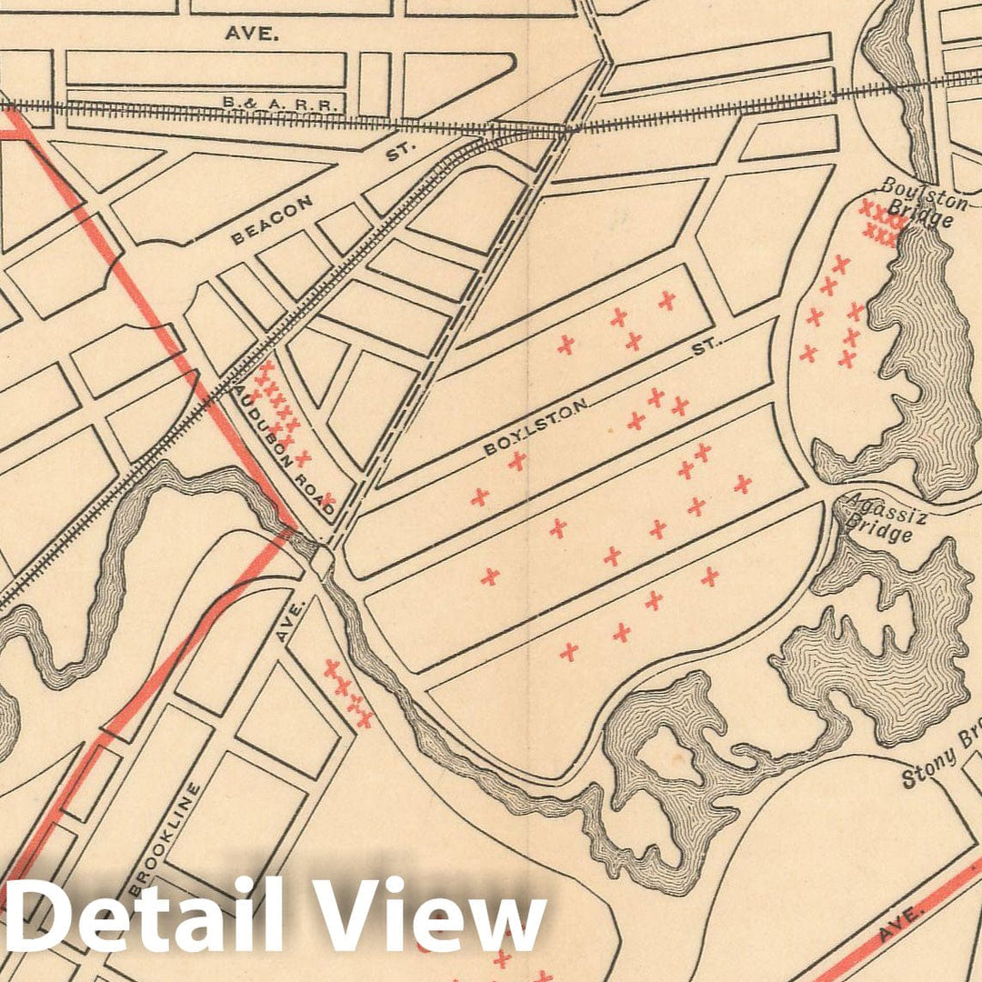 Historic Map : Fens Basin Mosquito Larve Map 1902 Charles River Dam Report , Vintage Wall Art