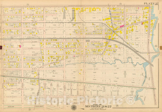 Historic Map : Vol. 2, Brooklyn 1907 Plate 027 , Atlas Borough of Brooklyn , Vintage Wall Art