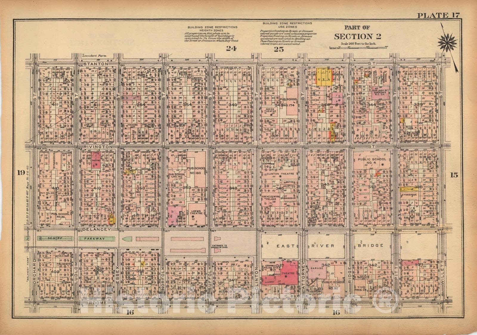 Historic Map : Land Book of the Borough of Manhattan, City of NY, Manhattan 1925 Plate 017 , Vintage Wall Art