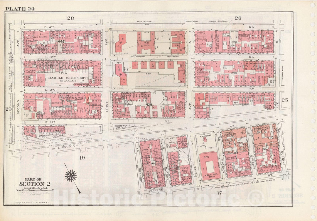 Historic Map : Manhattan Land Book 1955 - Updated Through Nov 7th, New York City 1975 Plate 024 , Vintage Wall Art