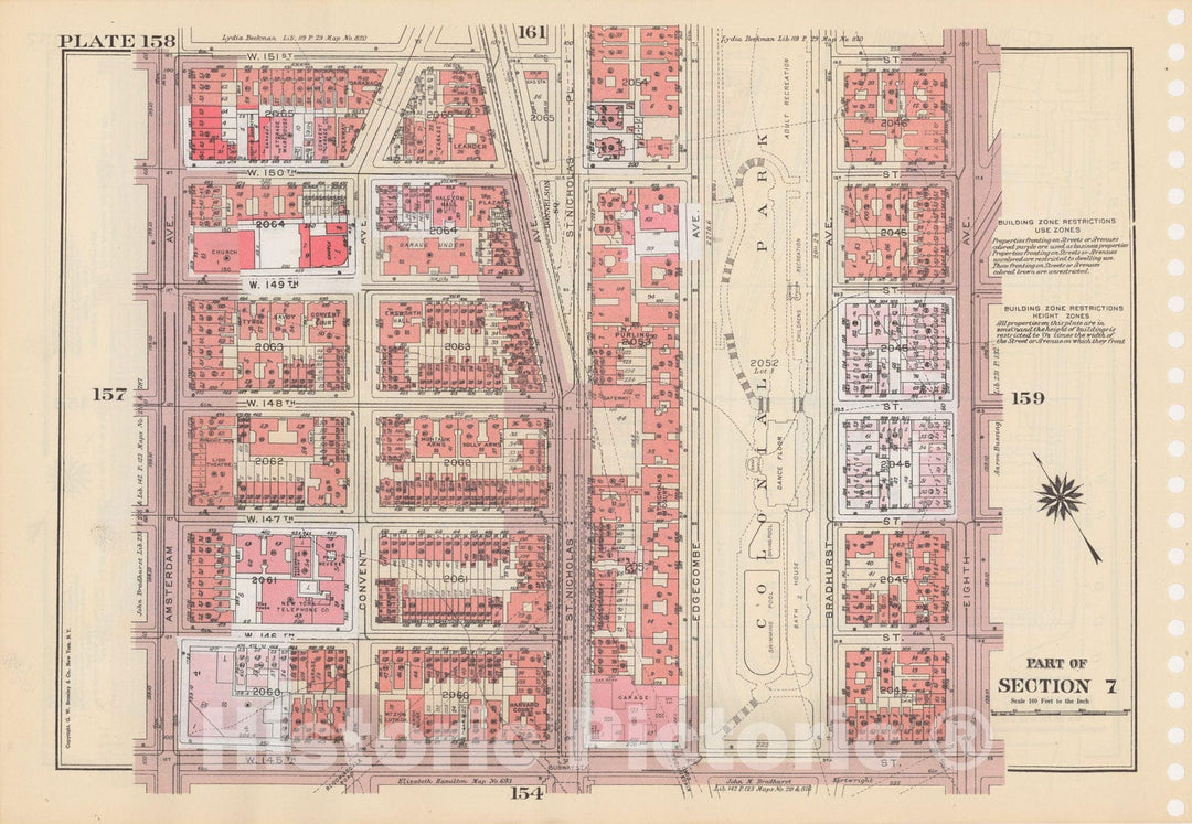 Historic Map : Manhattan Land Book 1955 - Updated Through Nov 7th, New York City 1975 Plate 158 , Vintage Wall Art