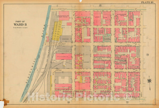 Historic Map : Philadelphia 1927 Plate 023 , Atlas 5th to 10th Wards of the City of Philadelphia , Vintage Wall Art