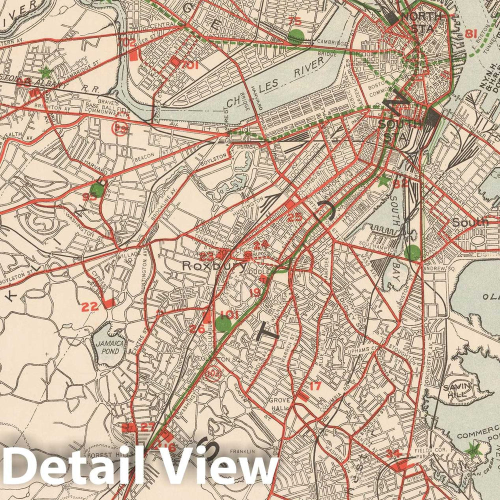 Historic Map : Greater Boston Transit Maps, Tracks Operated by the Boston Elevated Railway Co. 1916 Railroad Catography , Vintage Wall Art