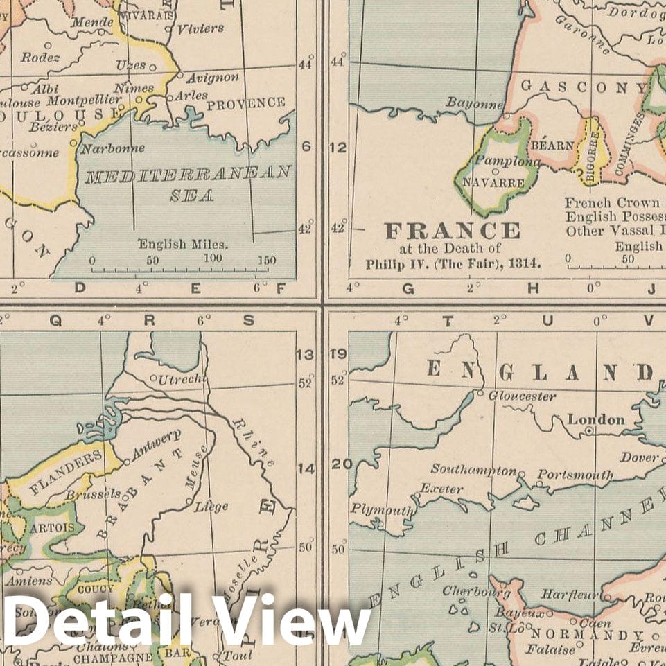 Historic Map : France 1897 , The Century Atlas World , Vintage Wall Art