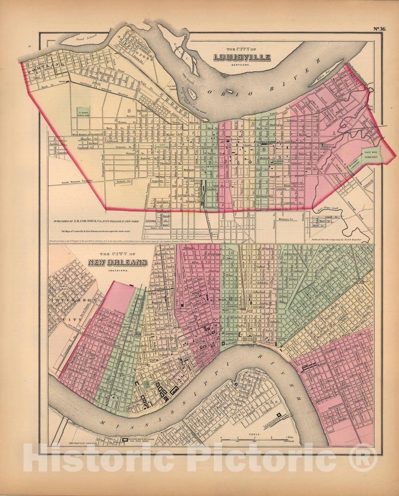 Historic Map : General Atlas (Of The World), Louisville & New Orleans 1857 , Vintage Wall Art