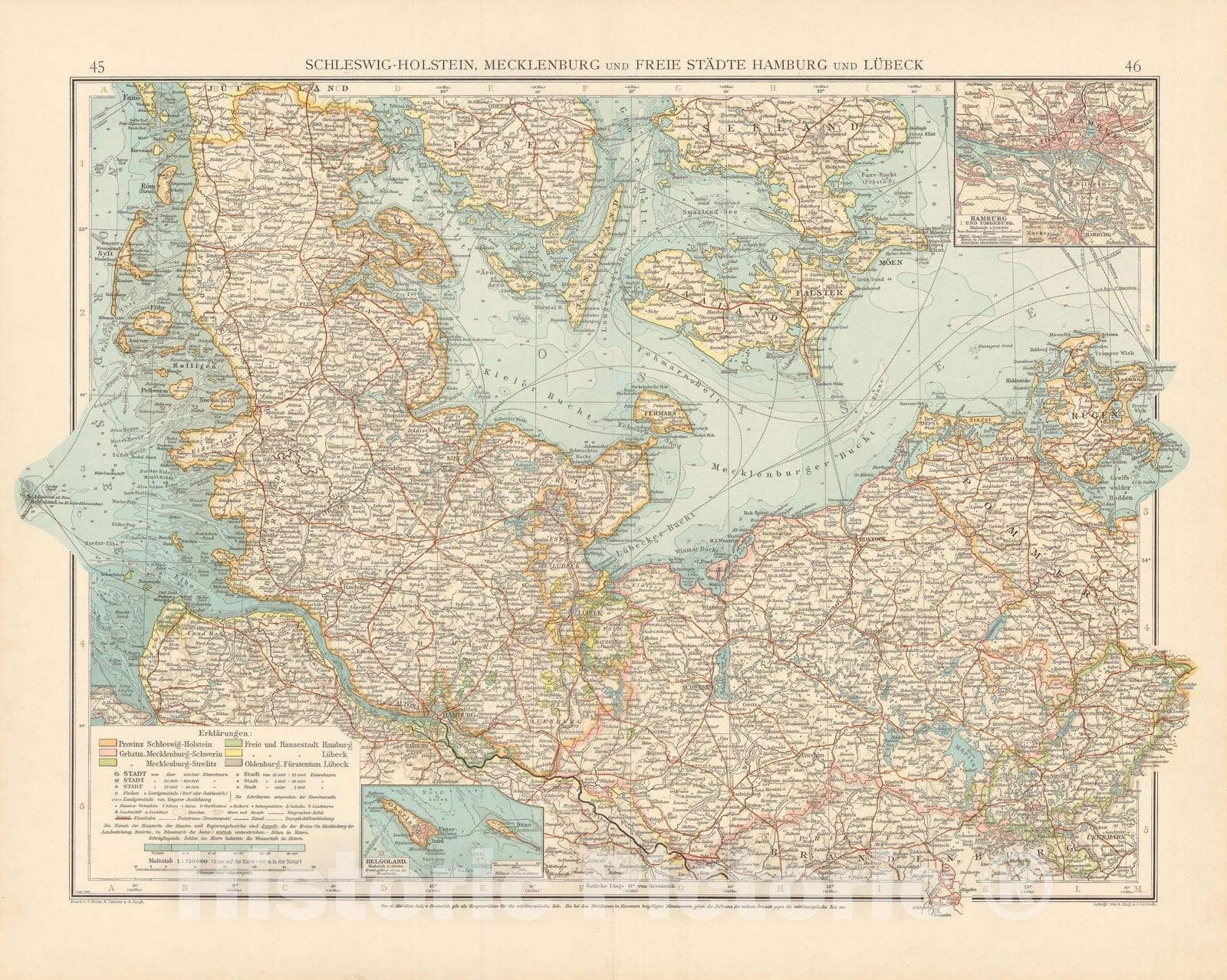 Historic Map : Germany 1899 , Andrees Allgemeiner Handatlas , v2, Vintage Wall Art