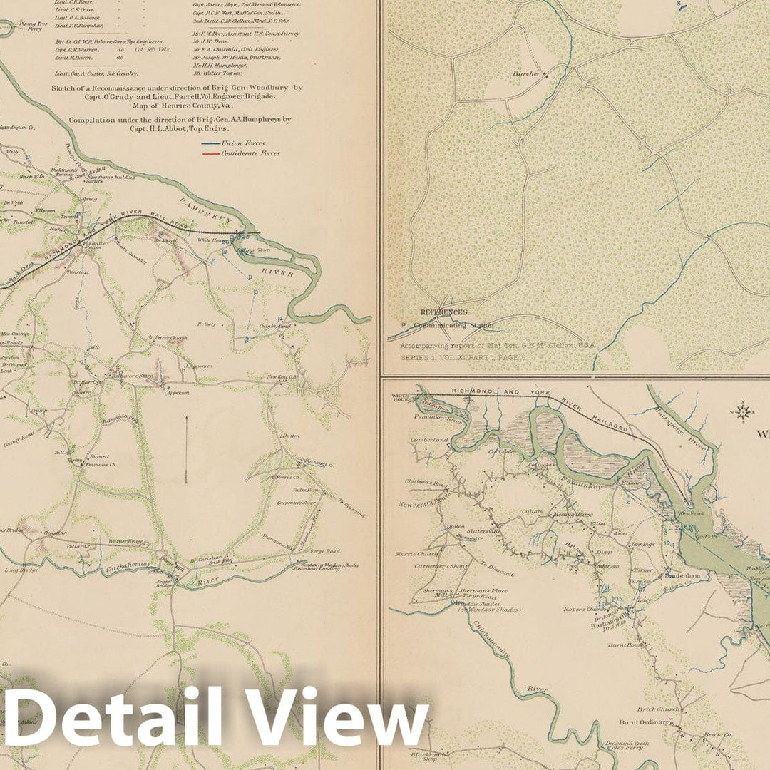 Historic Map : Civil War Atlas of the Union and Confederate Armies, Battles in Virginia 1895 , v3, Vintage Wall Art