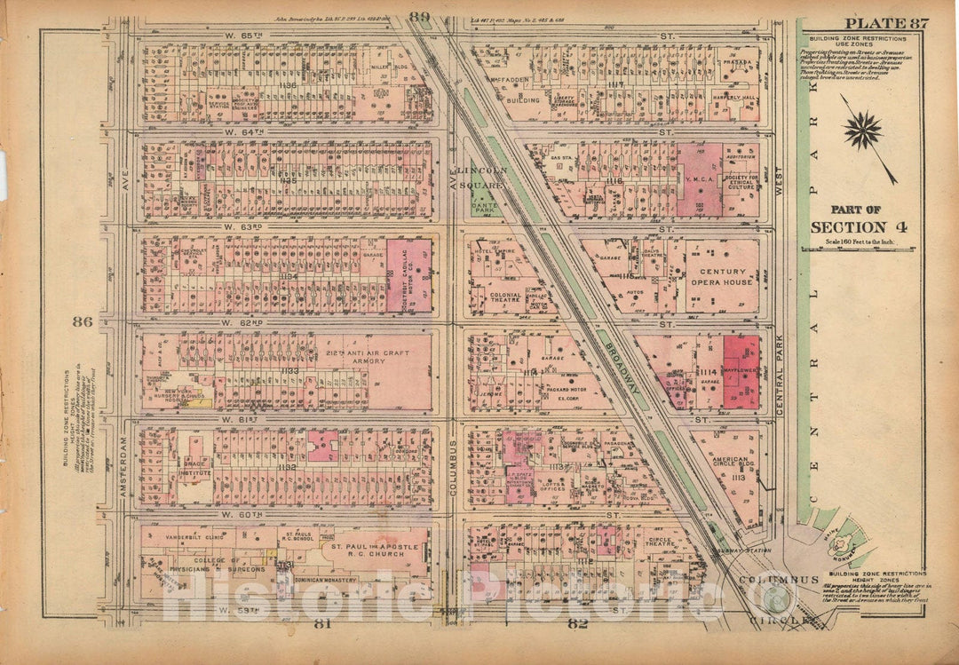 Historic Map : Land Book of the Borough of Manhattan, City of NY, Manhattan 1925 Plate 087 , Vintage Wall Art