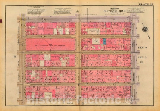 Historic Map : Atlas City of New York, Borough of Manhattan, Volume Two, 14th Street to 59th Street, Manhattan 1928 Plate 027 , Vintage Wall Art