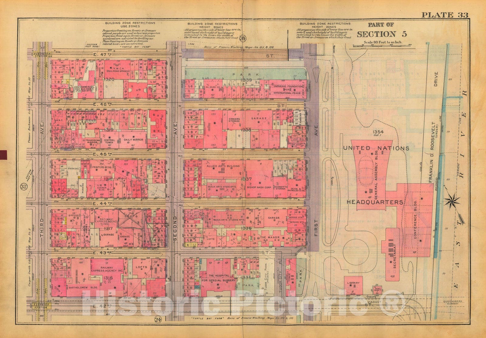 Historic Map : Atlas City of New York, Borough of Manhattan, Volume Two, 14th Street to 59th Street, Manhattan 1928 Plate 033 , Vintage Wall Art