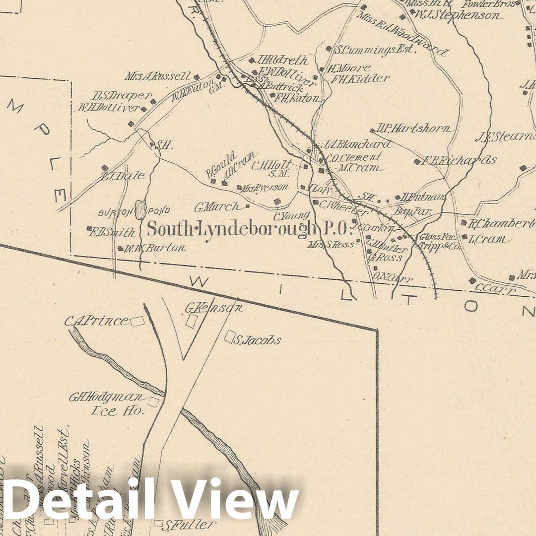 Historic Map : Amherst & Lyndeborough 1892 , Town and City Atlas State of New Hampshire , Vintage Wall Art