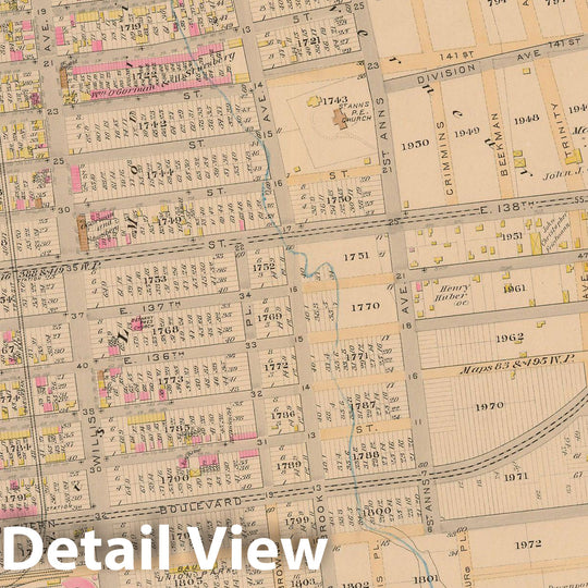 Historic Map : New York City & The Bronx 1885 Plate 033 , Robinson's Atlas City of New York , Vintage Wall Art