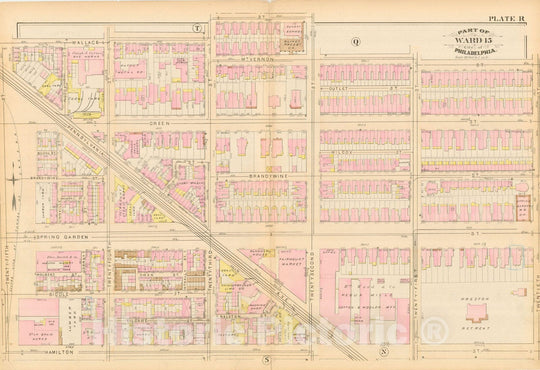 Historic Map : Atlas City of Philadelphia, Philadelphia 1886 Plate R , Vintage Wall Art