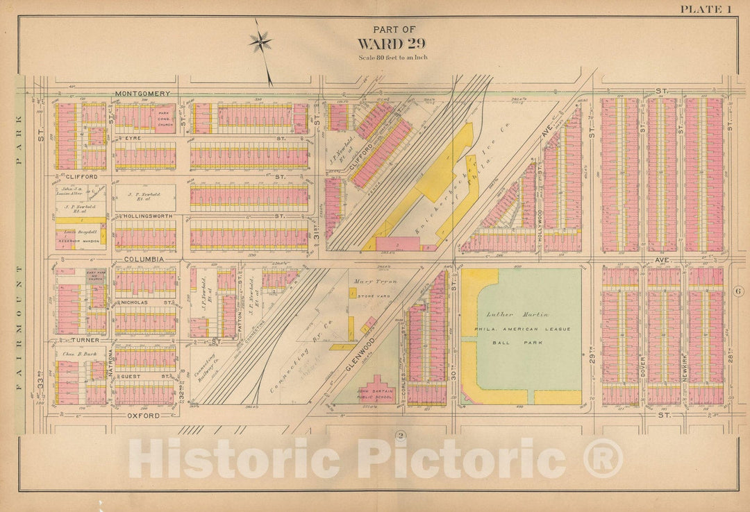 Historic Map : Philadelphia 1907 Plate 001 , Atlas 20th and 29th Wards of the City of Philadelphia , Vintage Wall Art