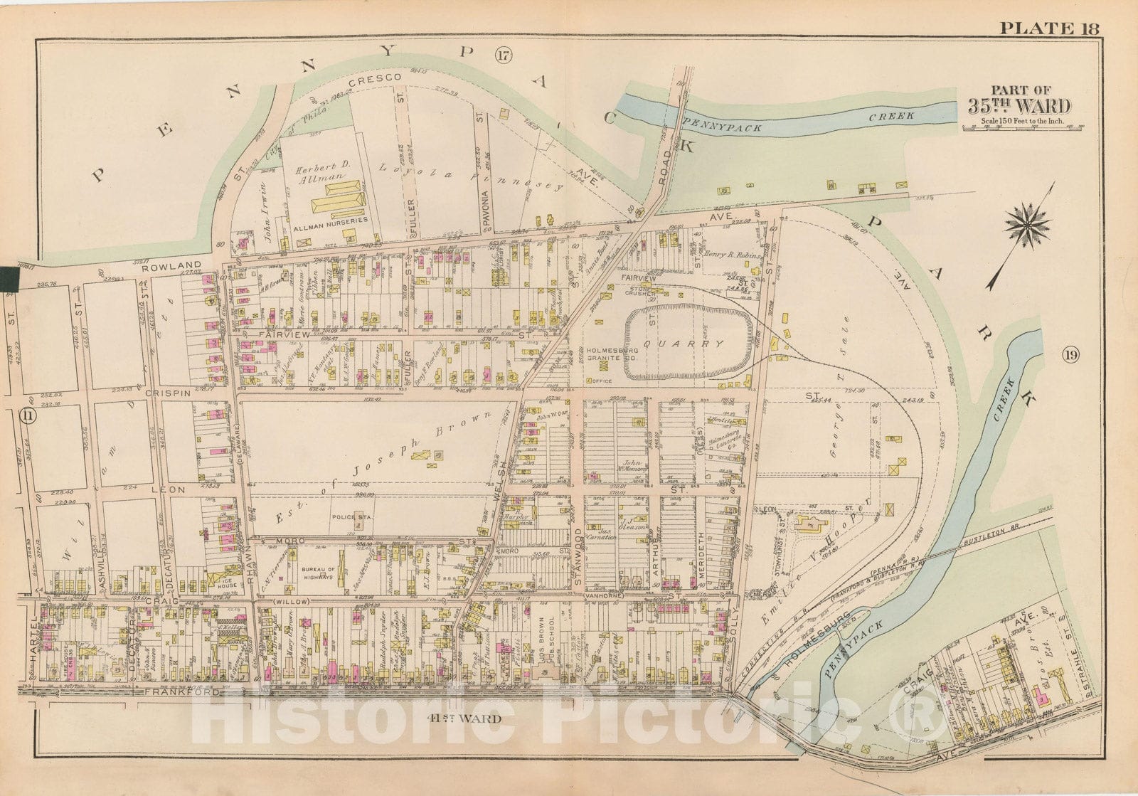 Historic Map : Atlas City of Philadelphia 35th Ward, Philadelphia 1927 Plate 018 , Vintage Wall Art