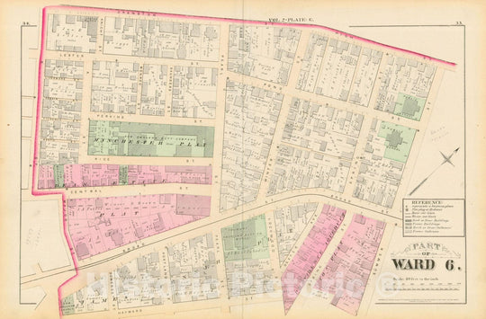 Historic Map : City Atlas of Providence Rhode Island by Wards, Volume II, Providence 1875 Plate G , Vintage Wall Art