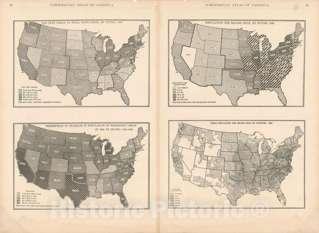 Historic Map : Commercial Atlas of America, 56th Edition, United States 1925 , Vintage Wall Art