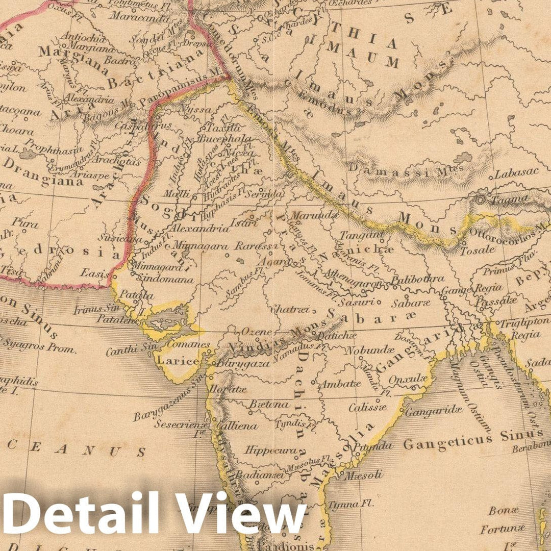 Historic Map : First Classical Atlas, Ancient India 1849 , Vintage Wall Art