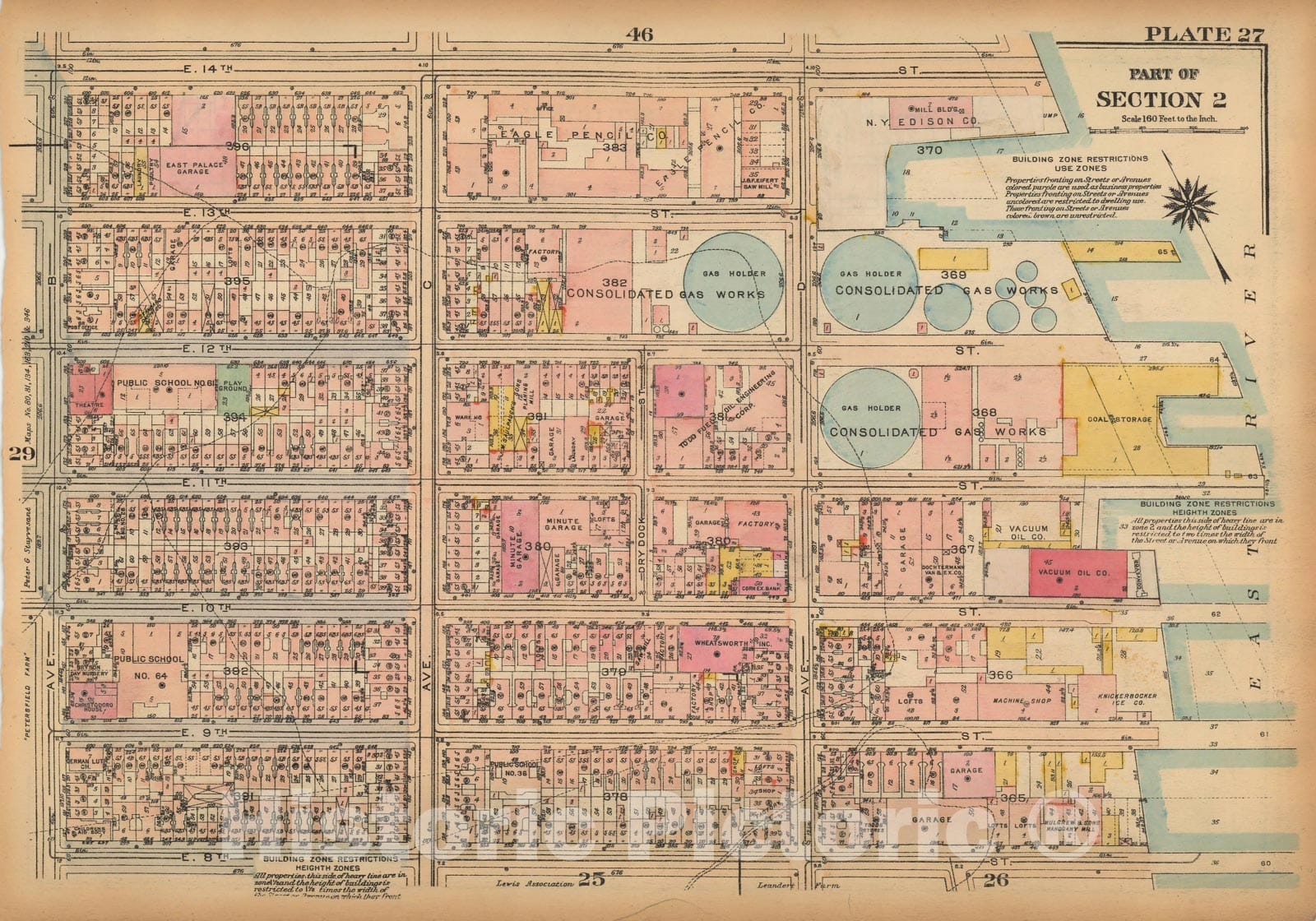 Historic Map : Land Book of the Borough of Manhattan, City of NY, Manhattan 1925 Plate 027 , Vintage Wall Art