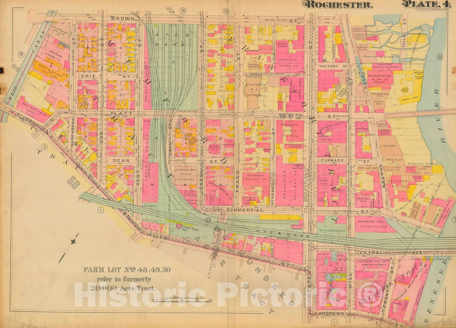 Historic Map : Atlas City of Rochester New York, Rochester 1910 Plate 004 , Vintage Wall Art