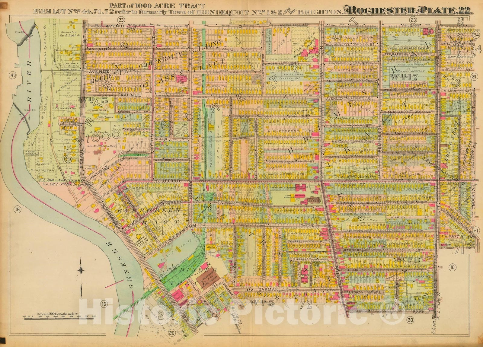 Historic Map : Atlas City of Rochester New York, Rochester 1910 Plate 022 , Vintage Wall Art