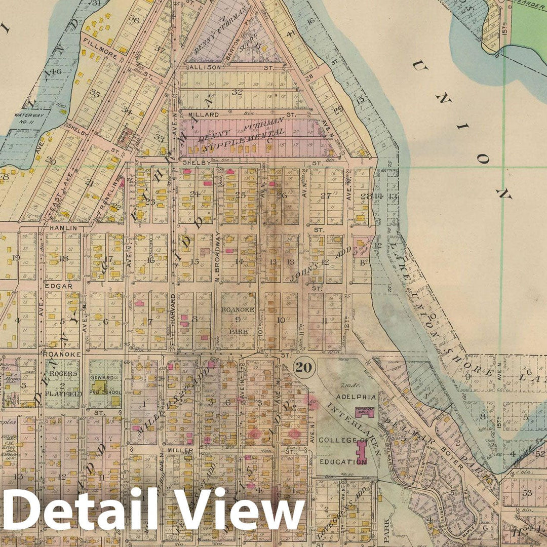 Historic Map : Real Estate Atlas of Surveys of Seattle, Seattle 1912 Plate 012 , Vintage Wall Art